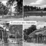 Postkarte aus den 50er Jahren. 1. Hof Hermann Saucke 2. Badeteiche im Barnbeck 3. Villa J. Friedrich Saucke 4. Gasthaus Hachmeister
